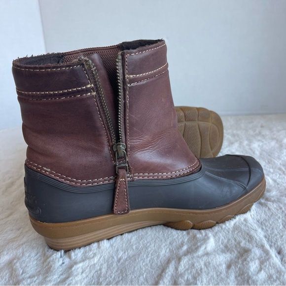 Sperry Duck Brown Leather Boots  Salwater wedge tide Women Size 7 - Picture 9 of 11